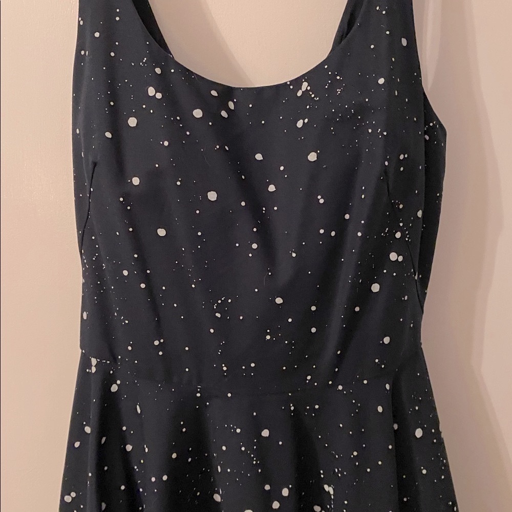 Paint-Spatter Black A-Line Dress with Pockets